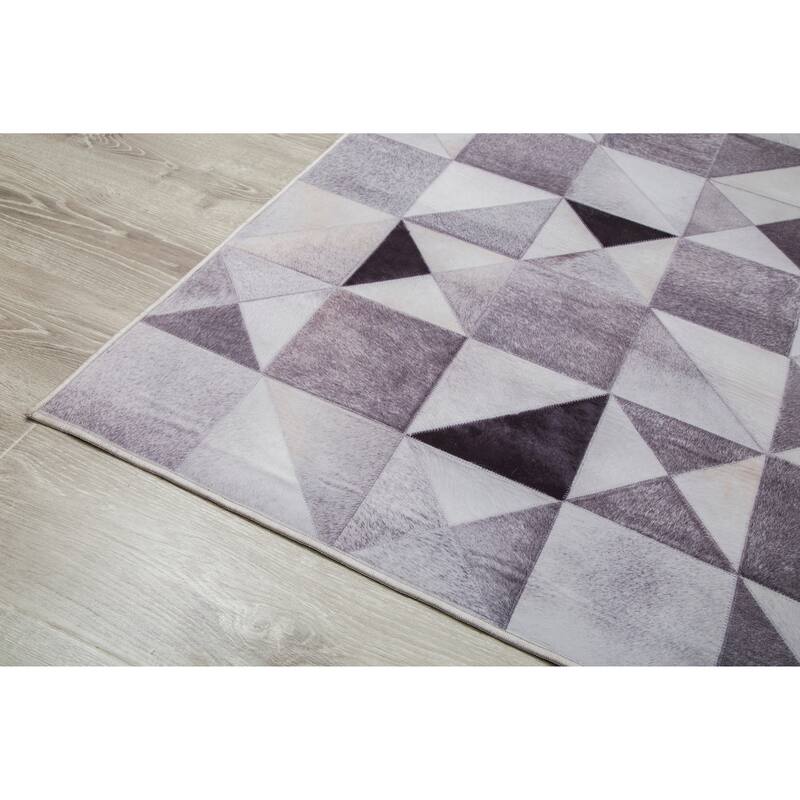 Capri Collection Patterned Faux Cowhide Printed Rug
