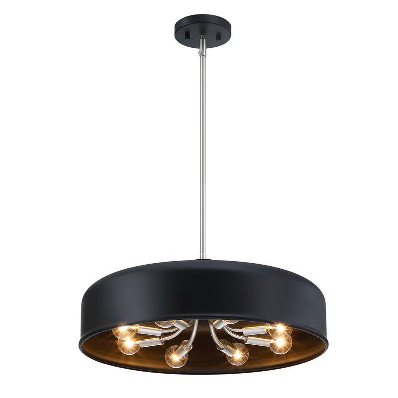 Forbidden Springs 60 Watt 8-Light Matte Black Down Pendant Light with Metal Shade - 7.75