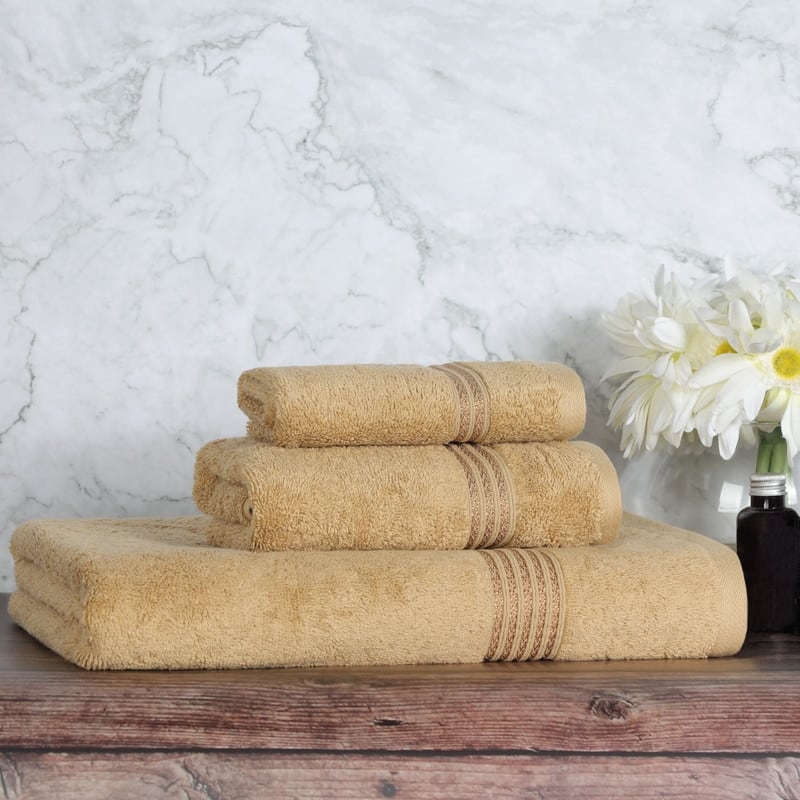 Blue Nile Mills Ibiza Egyptian Cotton 3 Piece Towel Set - Toast
