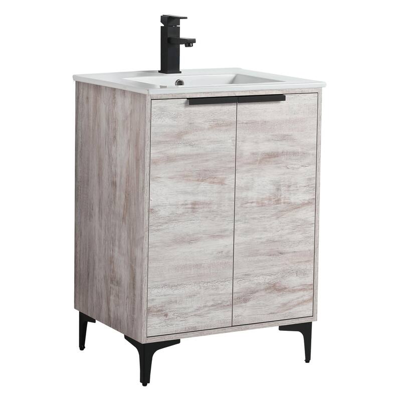 Fine Fixtures Wilmington Bathroom Vanity with White Ceramic Sink.