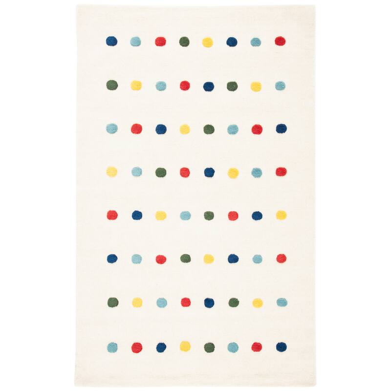 SAFAVIEH Kids Ayleen Polka Dot Wool Rug - 8' Square - Ivory - Square