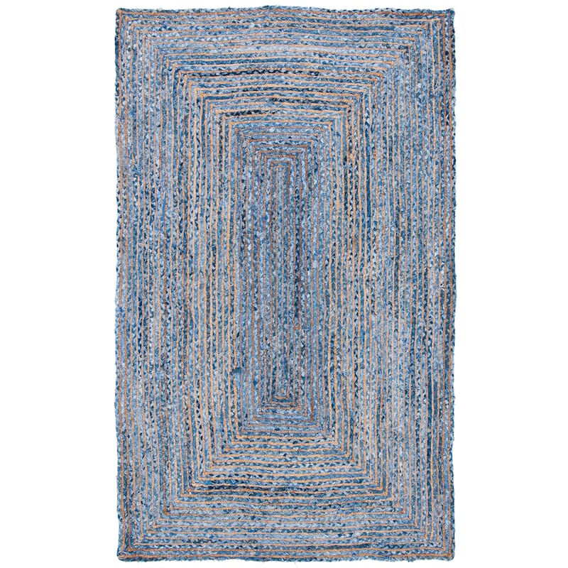 SAFAVIEH Handmade Cape Cod Marget Boho Coastal Jute Rug - 4' Square - Blue/Natural - Square