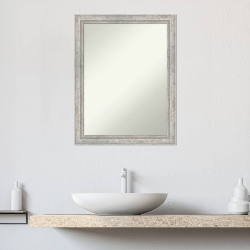 Angled Non-Beveled Wood Framed Bathroom Vanity Wall Mirror