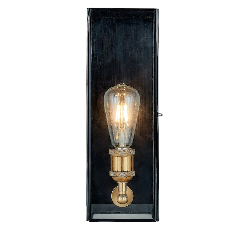 Black 14.25 inch black and gold iron finish wall sconce