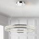 preview thumbnail 4 of 10, Bradley 24.7" Round Integrated LED Crystal/Metal Pendant, Chrome/Clear by JONATHAN Y