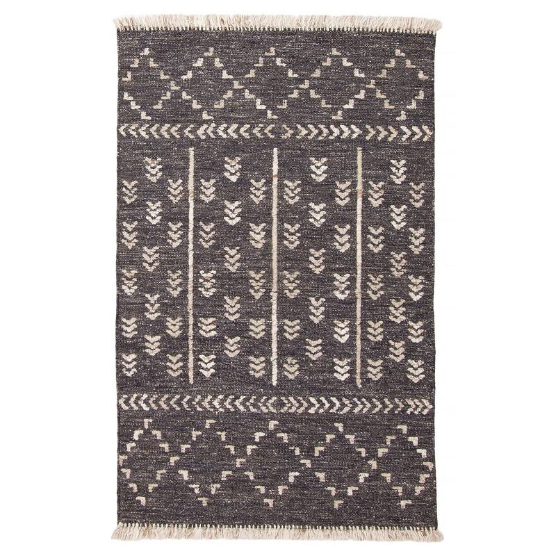 ECARPETGALLERY Hand-knotted Tangier Grey Wool Rug - 3'0 x 4'10 - Dark Grey - 3'0 x 4'10
