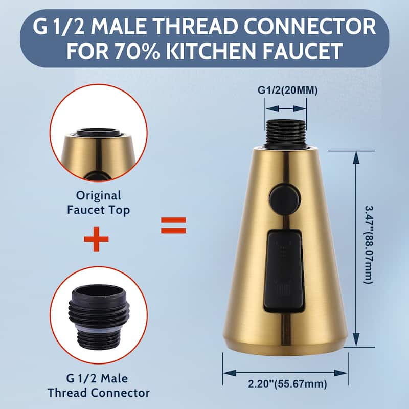 WOWOW Stainless Steel Kitchen Sprayer Head - 3 Modes with 9 Adapters