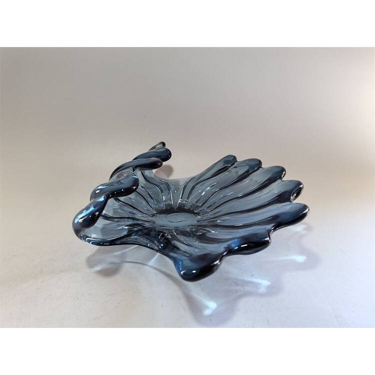 Modern Sculptural Glass Centerpiece Bowl Decorative Accent 14"x10"