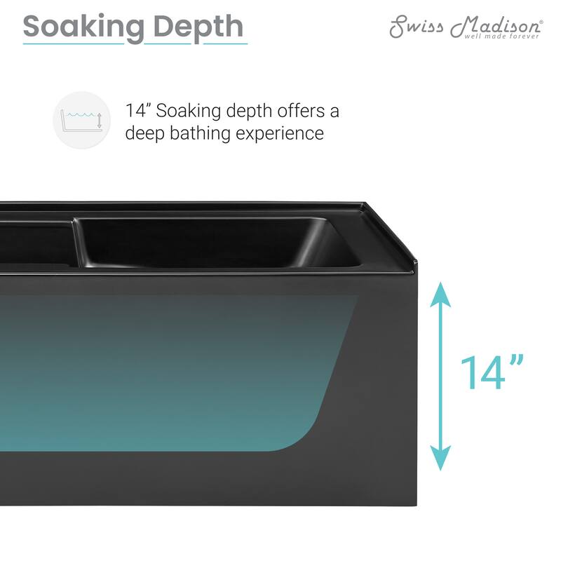 Lausanne 54" X 30" Left-Hand Drain Alcove Bathtub With Apron In Matte Black - 30x54 Left