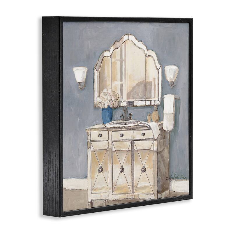 Stupell Traditional Bathroom Sink & Mirror Framed Giclee Art Design By Charlene Olson
