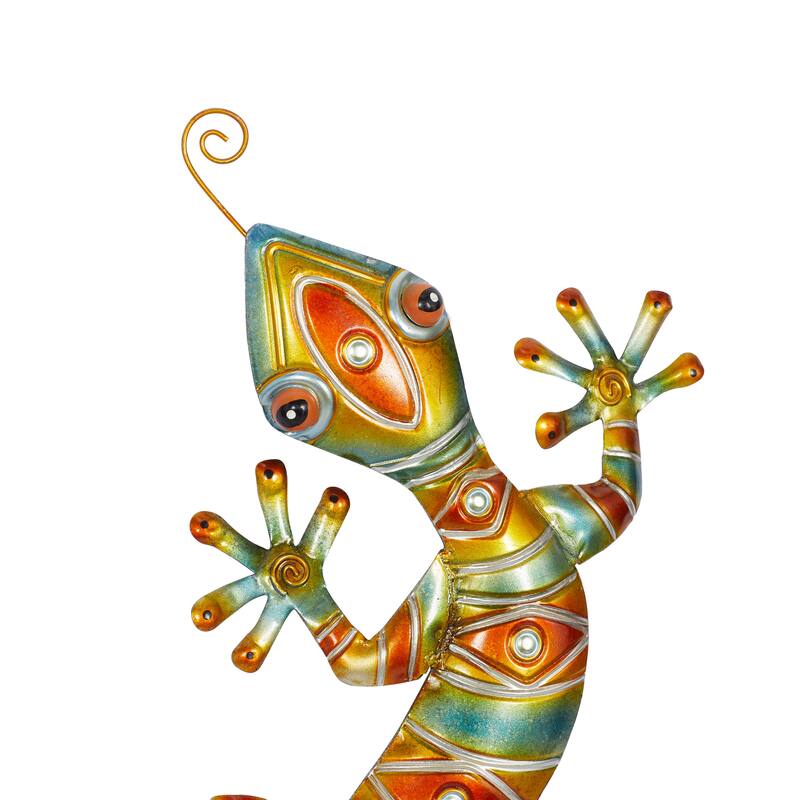 Multi Colored Metal Indoor Outdoor Lizard Home Wall Decor