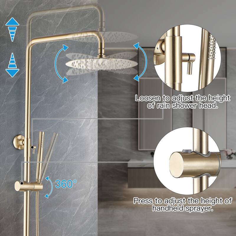 10" Rain Shower Head 2-Function Shower System with Tub Spout, Wall Mounted Shower Faucet Set with Tub Spout