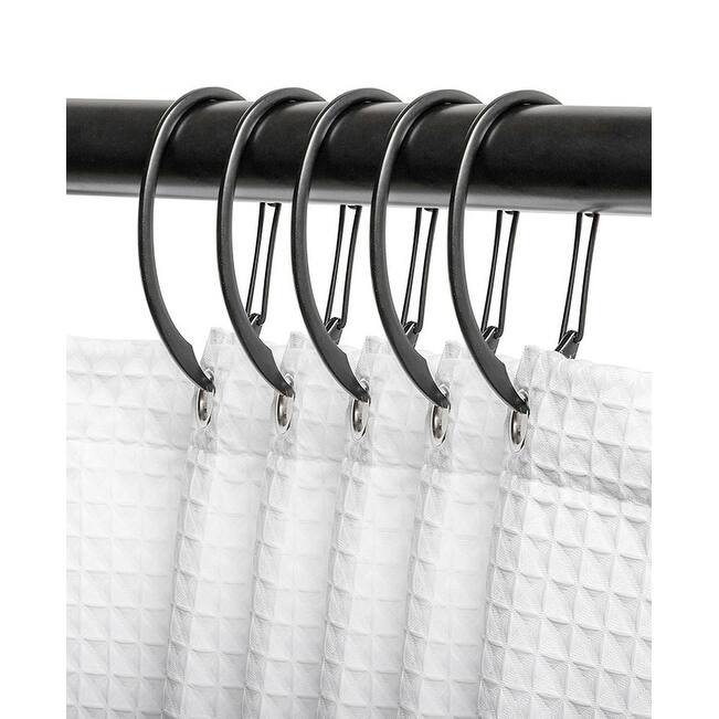 Utopia Alley Rustproof Zinc Shower Curtain Rings for Bathroom, Set of 12 - Matt Black