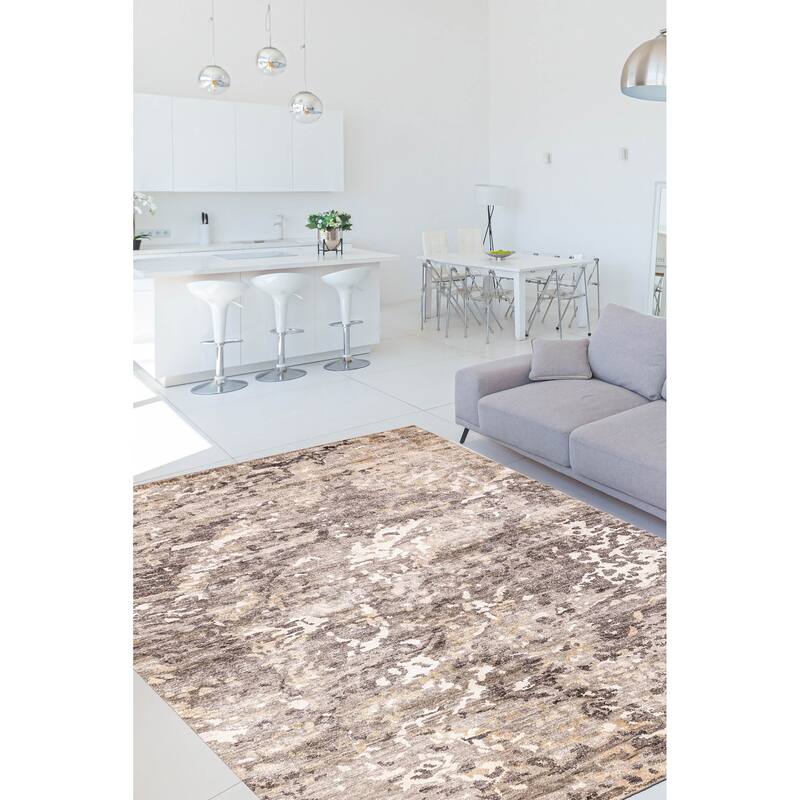 ECARPETGALLERY Hand-knotted Legacy Taupe Silk Rug - 6'7 x 9'8