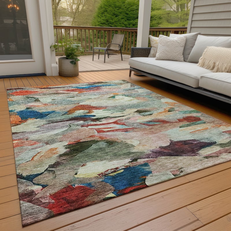 Machine Washable Indoor/ Outdoor Modern Chantille Rug