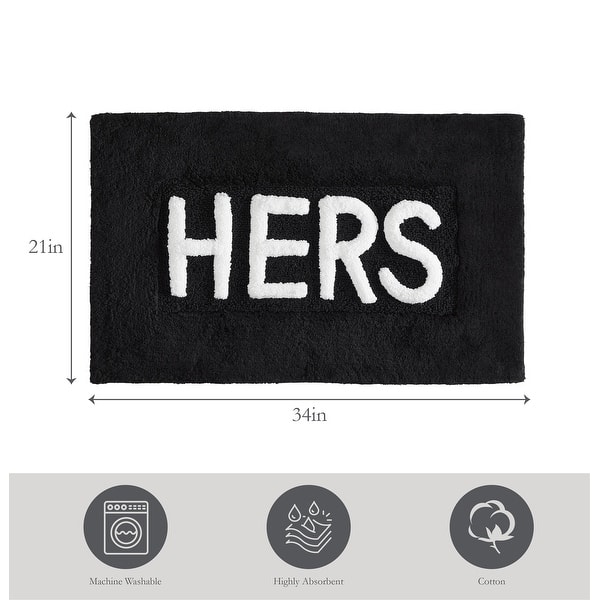 dimension image slide 0 of 10, Jean Pierre Novelty Cotton Bath Rug - 21"x34" - "His" & "Hers"