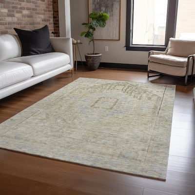 Machine Washable Indoor/ Outdoor Boho Vintage Chantille Rug