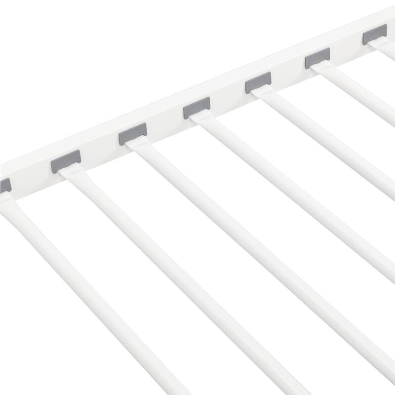 Twin Over Twin Metal Bunk Bed,Metal Structure Bedframe with Safety Guardrails and 2 ladders,White
