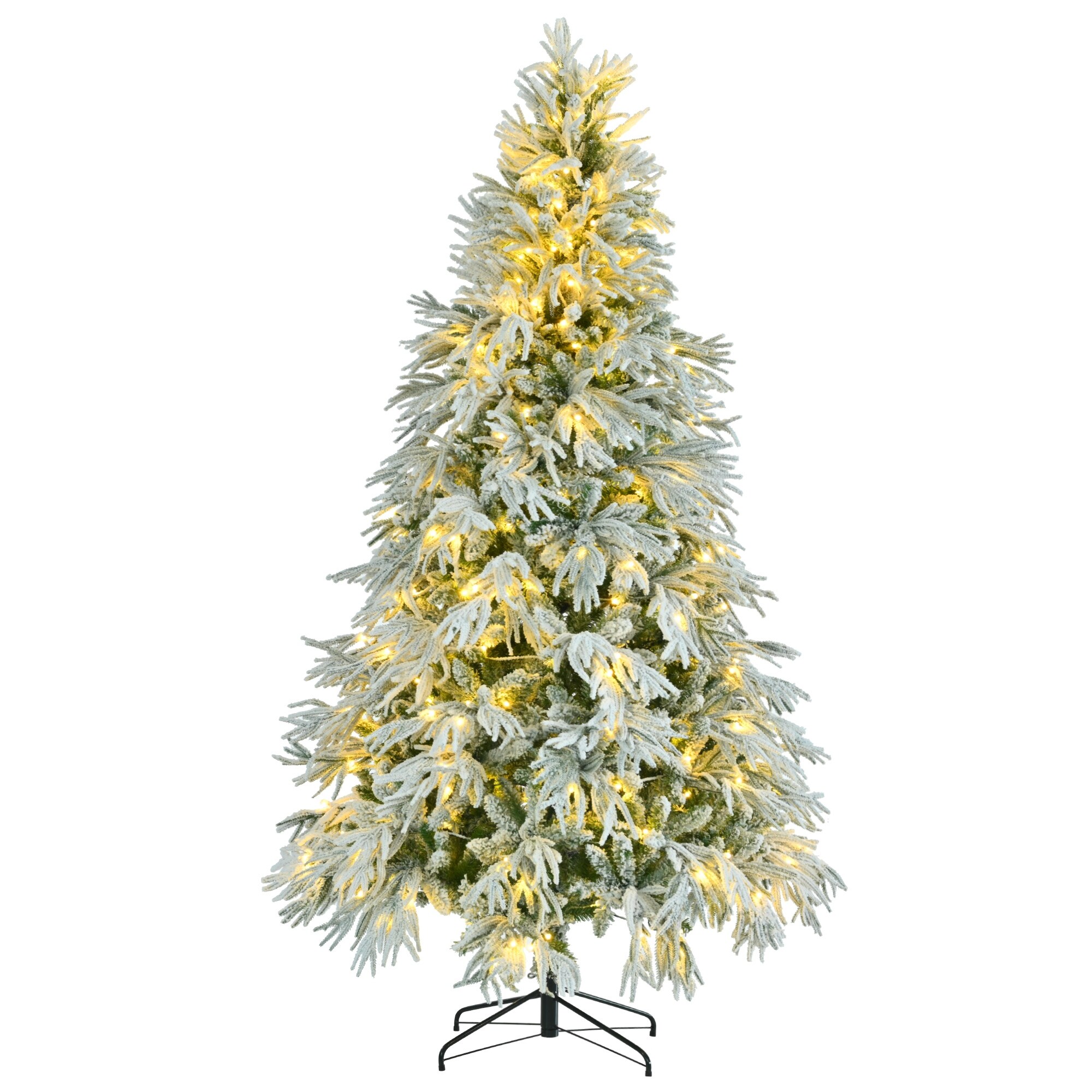 Aesthetic 7.5FT Pre-Lit Snow Flocked Christmas Tree with 350 Multi