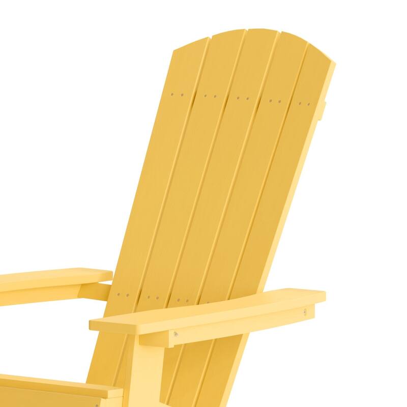 Set of 2 All-Weather Modern Wide Slat Back Poly Resin Adirondack Chairs