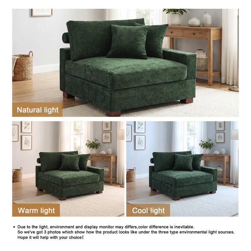 Chenille Upholstered Armless Accent Chair With Plush Cushion