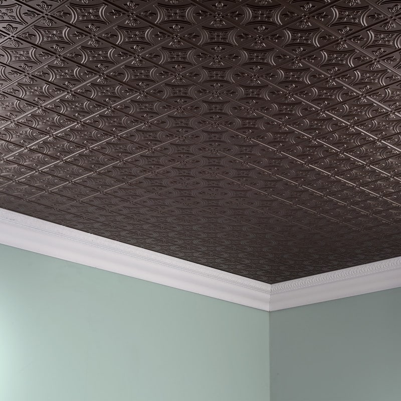 FASÄDE Traditional Style1 Decorative Vinyl 2ft x 4ft Glue Up Ceiling Panel in Antique Bronze (5 Pack)