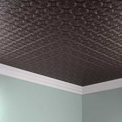 FASÄDE Traditional Style1 Decorative Vinyl 2ft x 4ft Glue Up Ceiling Panel in Antique Bronze (5 Pack)