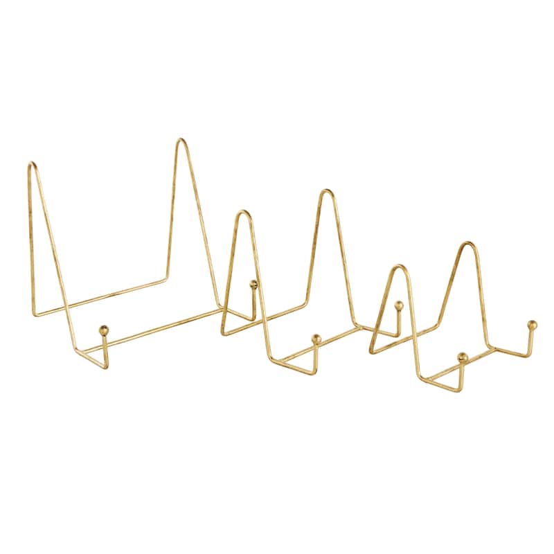 Metal Wide Triangle Display Easel - Set of 3 Gold - Roche River Decor