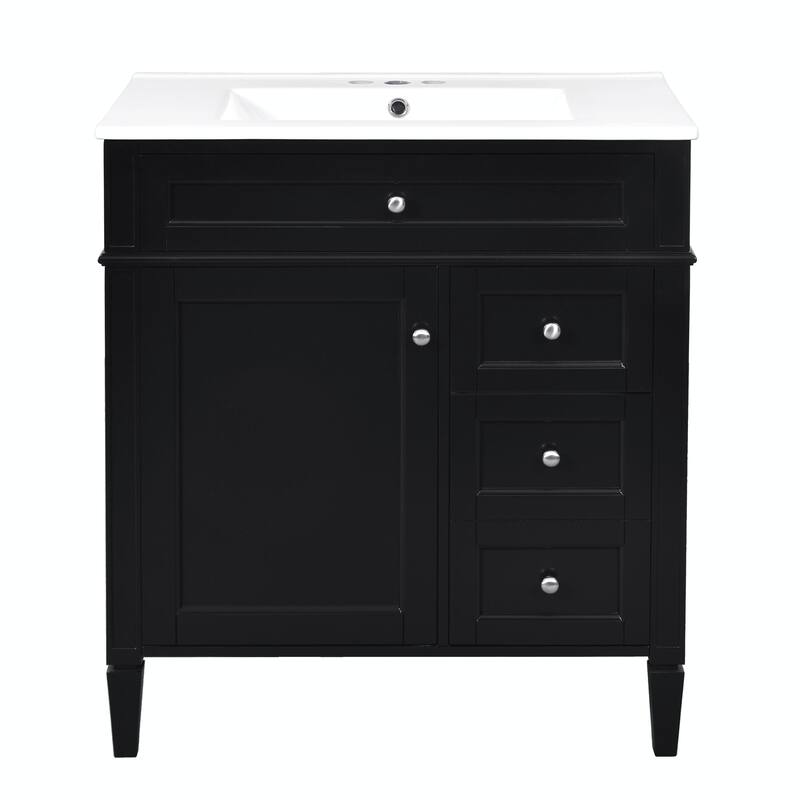 30" Bathroom Vanity with Mirror, Sink, and Storage Cabinet
