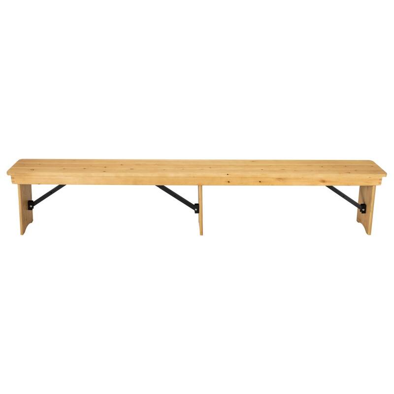 8' x 12" Antique Rustic Solid Pine Folding Farm Bench with 3 Legs