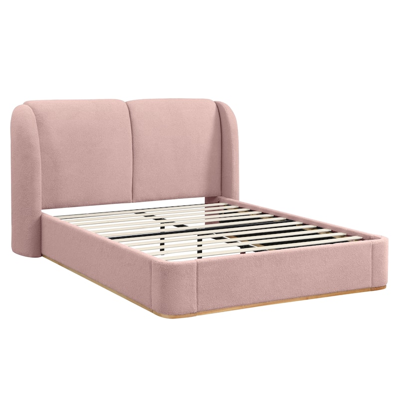Christopher Knight Home - Valerian Boucle Upholstered Platform Bed with Double-Pillow Headboard