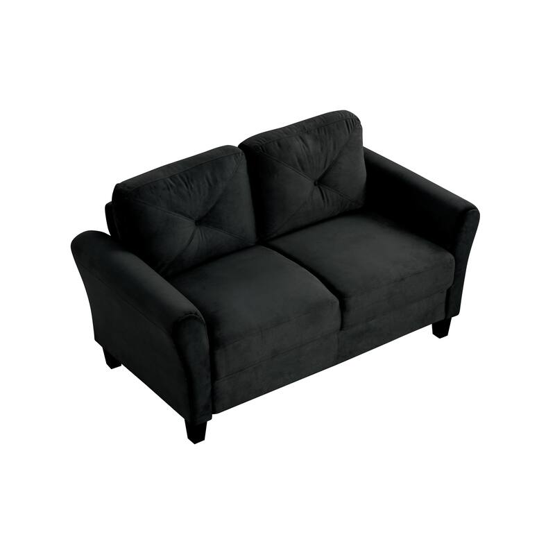 Modern Velvet Loveseat with Angled Backrest and Solid Wood Frame for Living Room Small Spaces