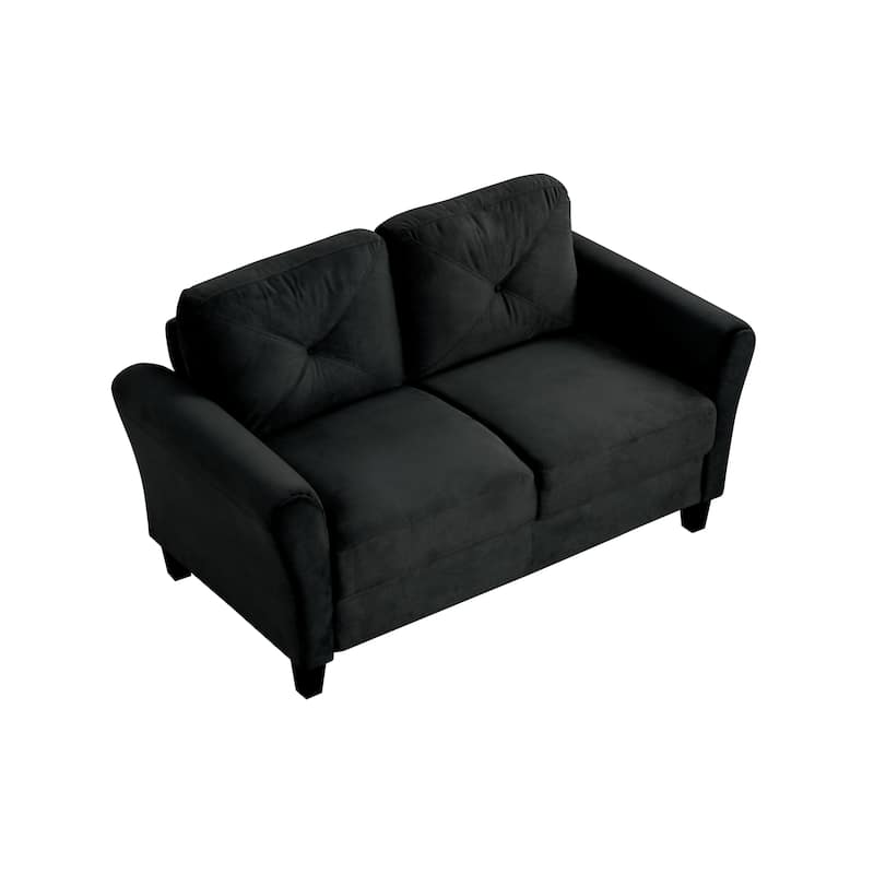 Velvet 2-Seater Sectional Sofa with Detachable Cushions