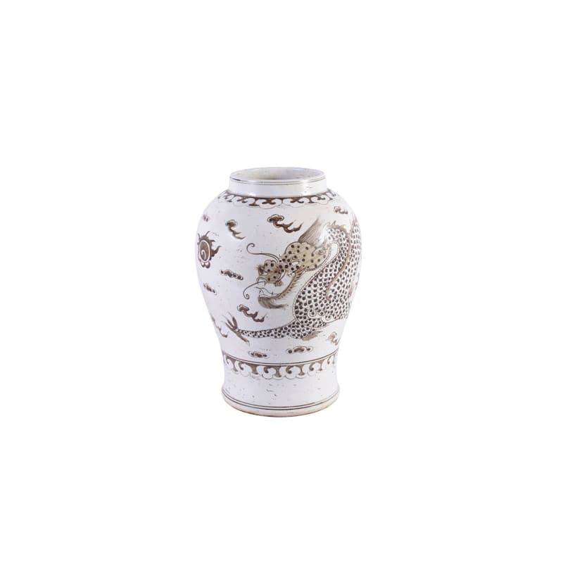 Handmade Hong Wu Flaring Rim Dragon Motif Decorative Jar
