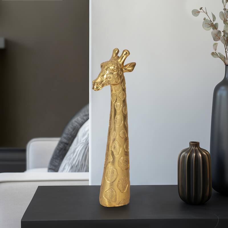 Sagebrook Home Giraffe Head Tabletop Decor, Gold - 4" x 3" x 13"