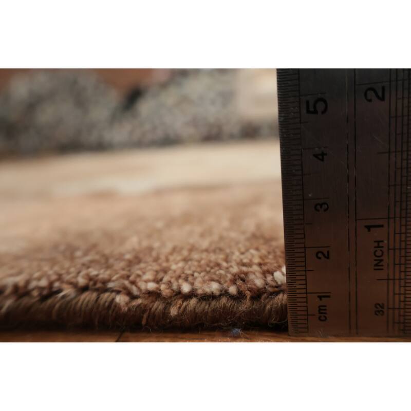 Hand Knotted Oriental Wool & Silk Carpet Modern All-Over Beige & Ivories Gabbeh Area Rug - 7' 4'' X 5' 4''