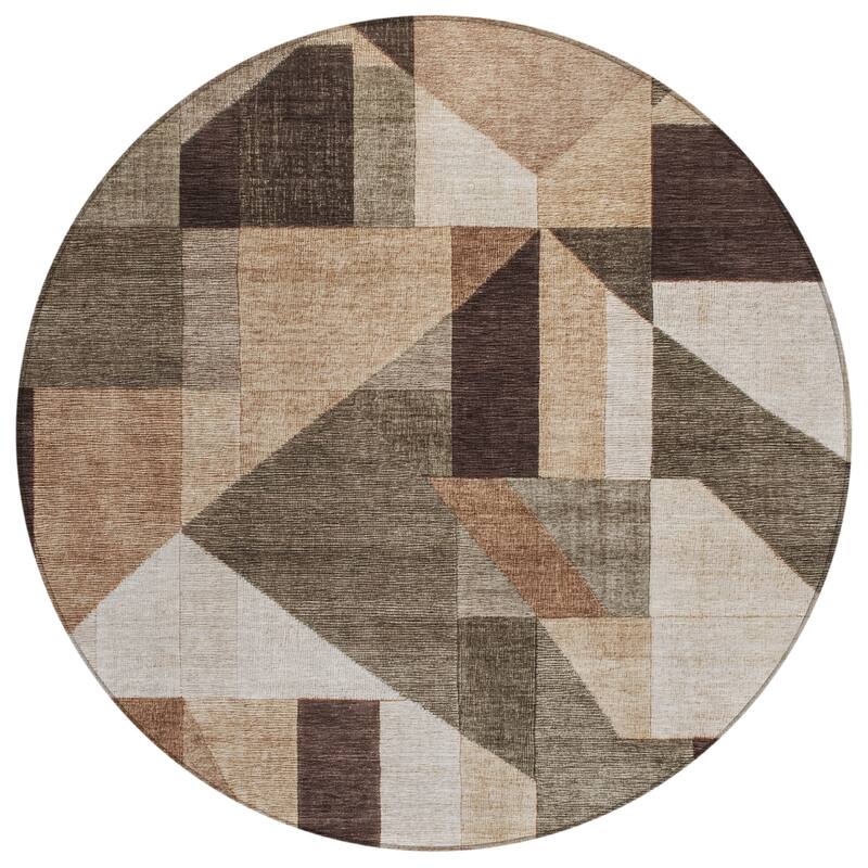 Machine Washable Indoor/ Outdoor Modern Geo Chantille Rug