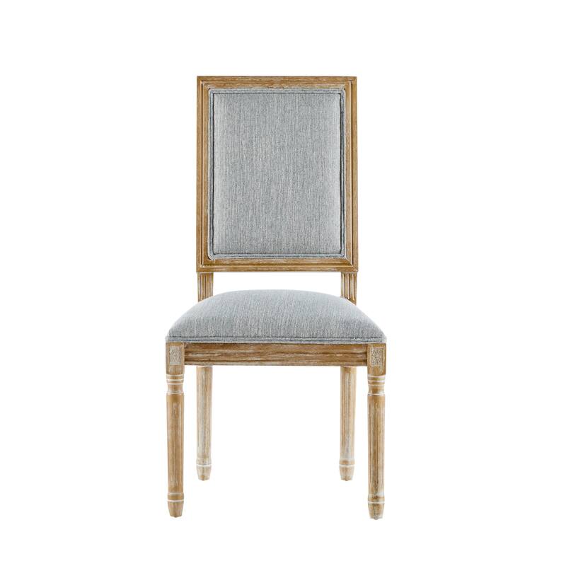 [Set of 2] French Country Dining Chairs - Elegant Cane Backrest & Upholstered Seats with Fluted Legs- Solid Rubberwood Frame