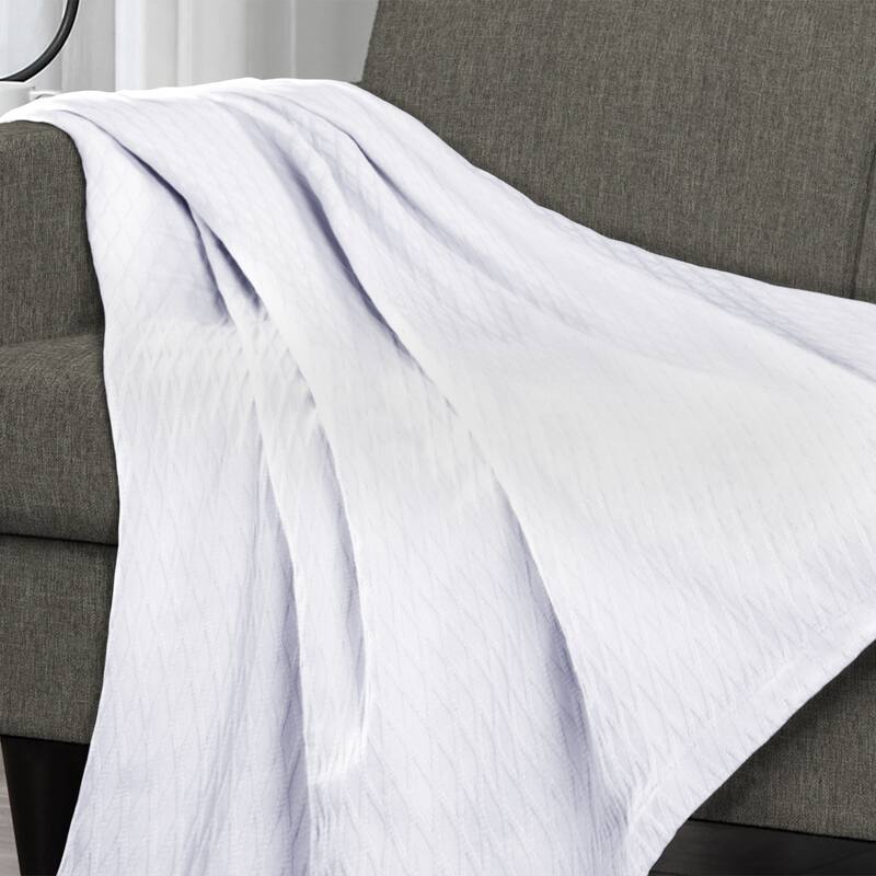 Diamond Weave All-Season Bedding Cotton Blanket by Superior - Twin - White