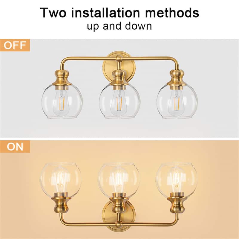 3-Light Dimmable Vanity Light with Clear Glass Shades