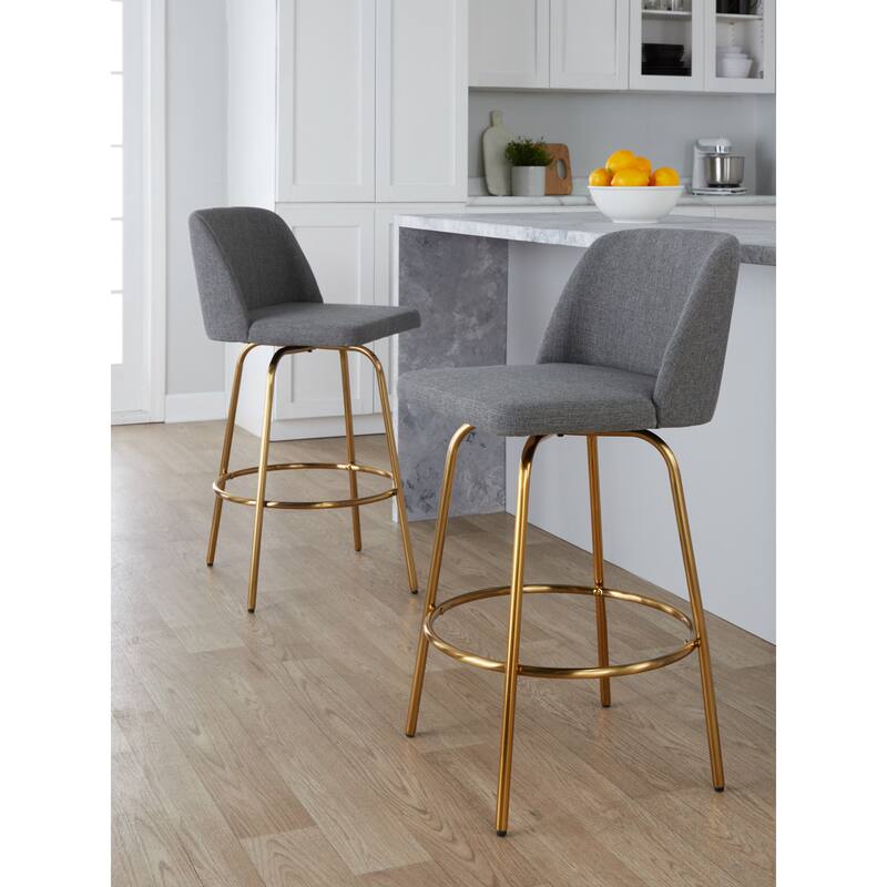 Silver Orchid Vallberga 26" Counter Stool with Gold Metal Base (Set of 2)