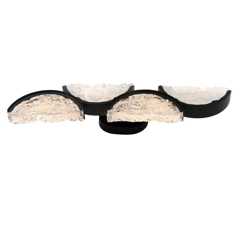 Moon Integrated LED 8in Black Wall Light with Handcrafted Glass