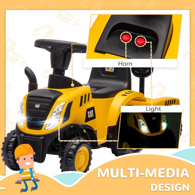 Kids Ride-On Caterpillar Excavator with Functional Shovel, Trailer, and Fun Sound Features - Yellow