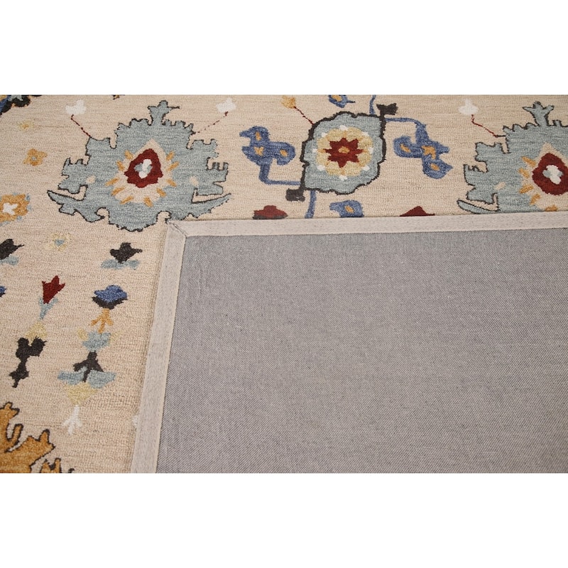 Hand-Tufted Sultanabad Oriental Rug Beige Traditional Wool Carpet