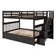 preview thumbnail 6 of 13, Stairway Full-over-Full Bunk Bed with Twin size Trundle and Guard Rail, Espresso