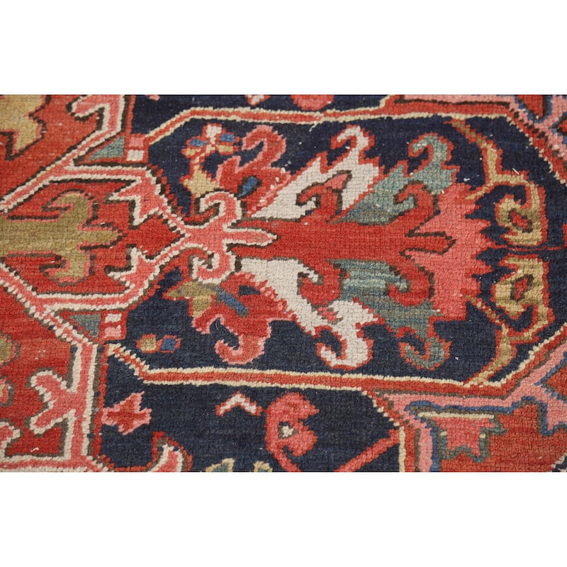 Vegetable Dye Heriz Serapi Persian Antique Rug Handmade Wool Carpet - 7'8" x 10'7"