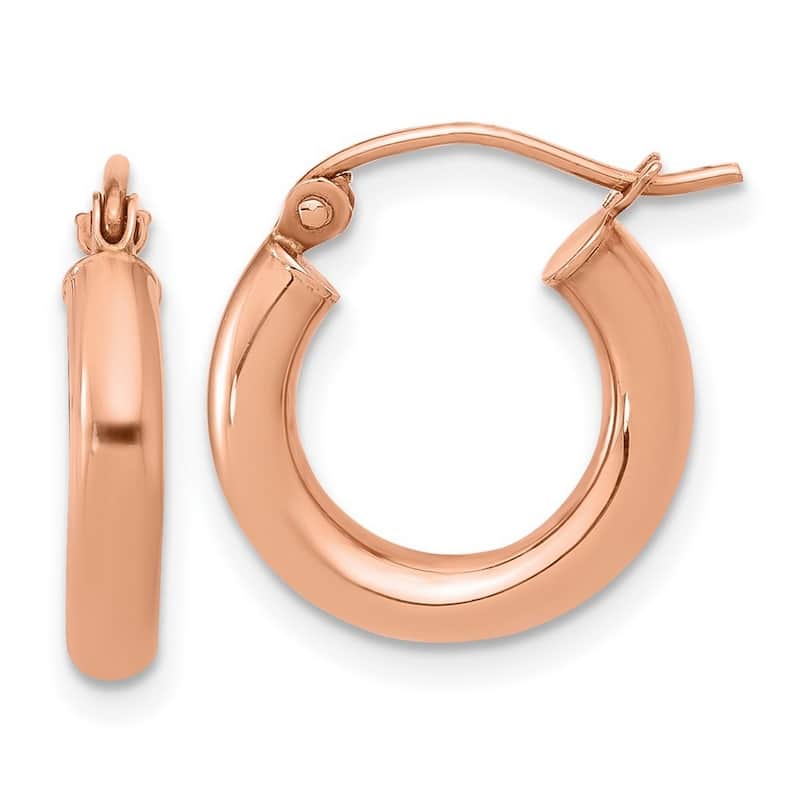 Curata 10k Rose Gold 3mmx16mm Polished Hoop Earrings