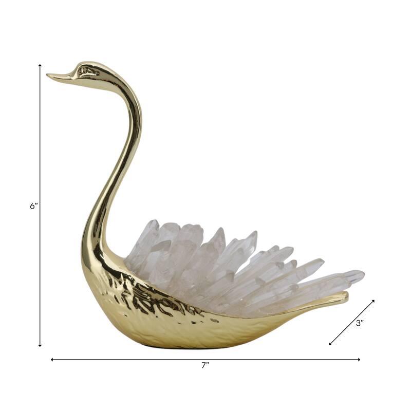 Metal Sitting Swan Sculpture with Tall Neck Elegant Home Decor