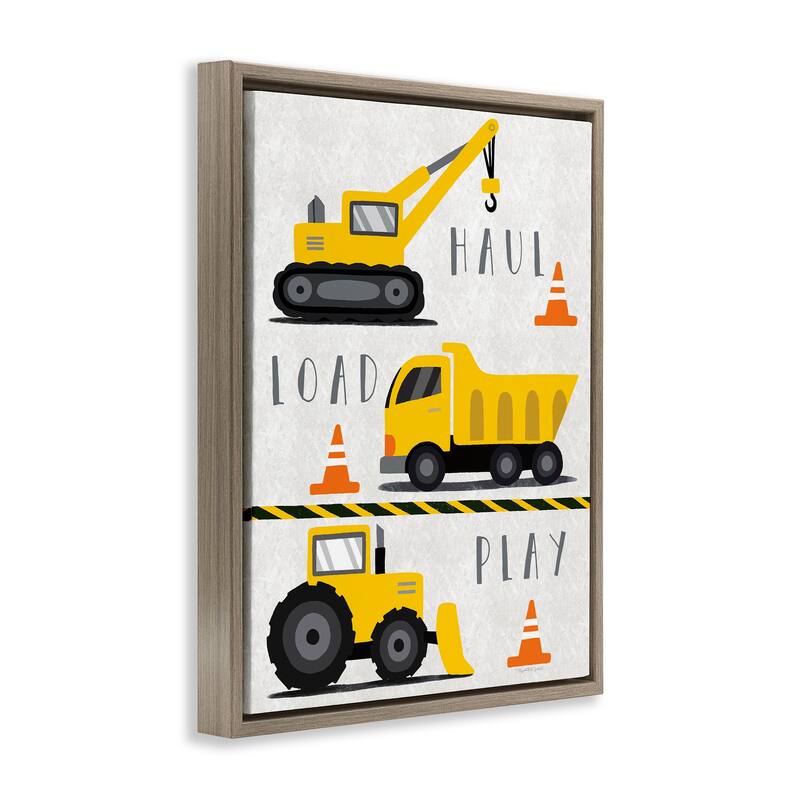 Stupell Haul Load Play Trucks Framed Floater Canvas Wall Art Design By Elizabeth Tyndall