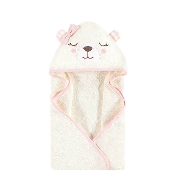 slide 1 of 1, Hudson Baby Unisex Baby Cotton Animal Face Hooded Towel, Gingham Bear Girl, One Size - Gingham Bear Girl - One Size One Size - Gingham Bear Girl